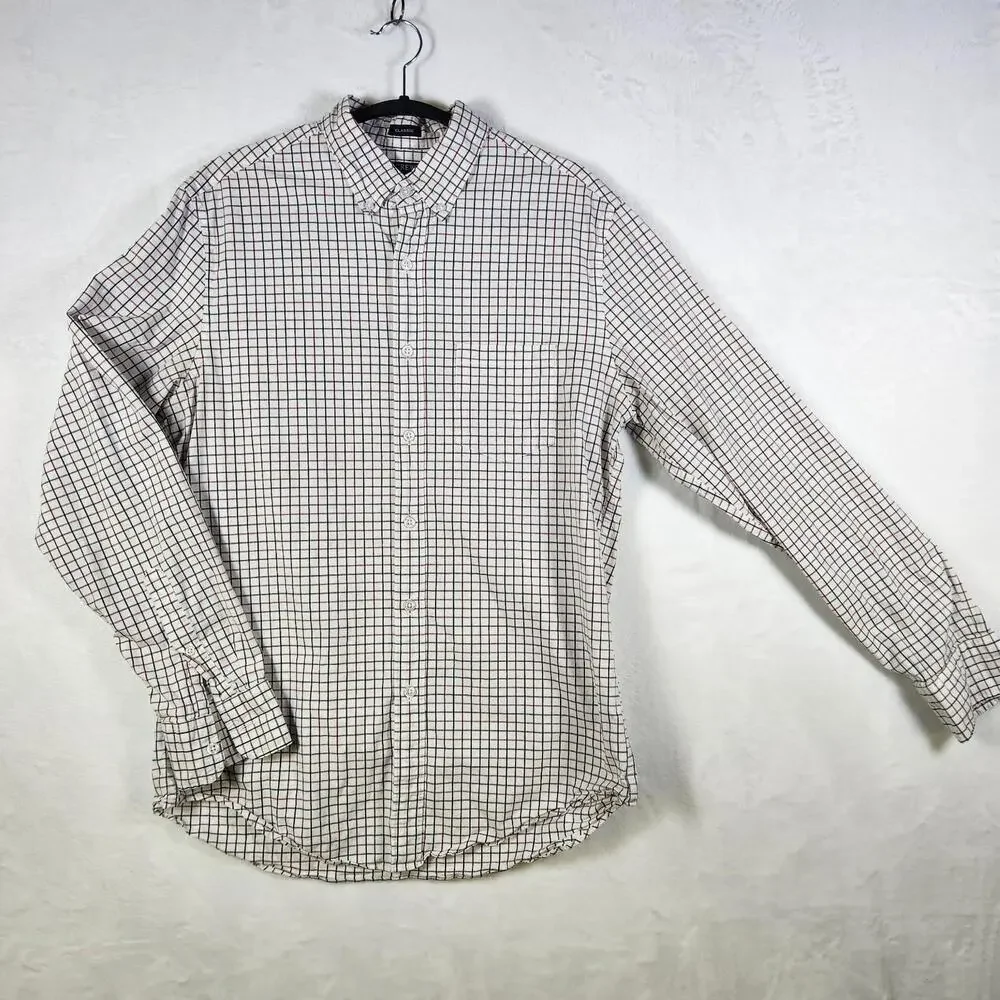 J‎ Crew Classic Flex Washed Checked Long Sleeve Button Down Shirt Size Medium